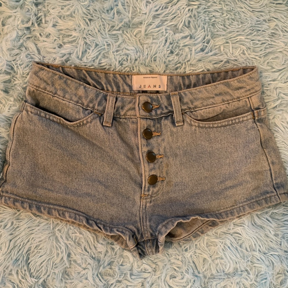 American Apparel button up light denim shorts